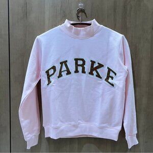 PARKE Light Pink Mock Neck Sweatshirt with Arched Logo